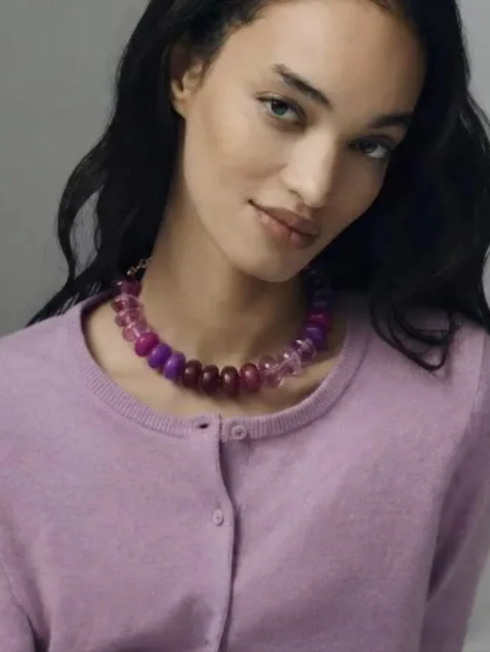 New! Purple Eggplant Resin Bead Choker Necklace • NWOT